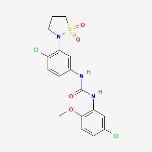 molecular formula C17H17Cl2N3O4S B2861278 1-(5-Chloro-2-methoxyphenyl)-3-(4-chloro-3-(1,1-dioxidoisothiazolidin-2-yl)phenyl)urea CAS No. 1202976-26-8