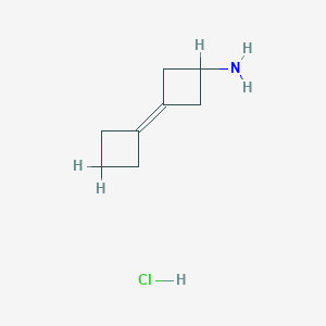 molecular formula C8H14ClN B2861282 3-Cyclobutylidenecyclobutan-1-amine;hydrochloride CAS No. 2377033-11-7
