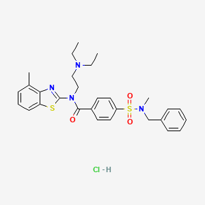 molecular formula C29H35ClN4O3S2 B2861286 4-(N-苄基-N-甲基磺酰胺基)-N-(2-(二乙氨基)乙基)-N-(4-甲基苯并[d]噻唑-2-基)苯甲酰胺盐酸盐 CAS No. 1321788-62-8