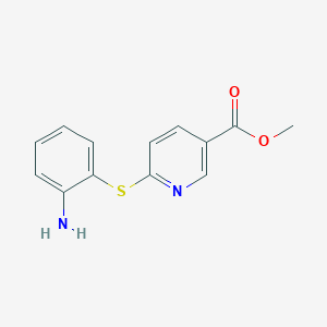 molecular formula C13H12N2O2S B2861289 Methyl 6-[(2-aminophenyl)sulfanyl]nicotinate CAS No. 478033-21-5
