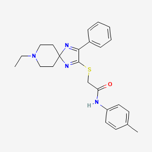 molecular formula C24H28N4OS B2861296 2-((8-乙基-3-苯基-1,4,8-三氮螺[4.5]癸-1,3-二烯-2-基)硫代)-N-(对甲苯基)乙酰胺 CAS No. 1189671-76-8