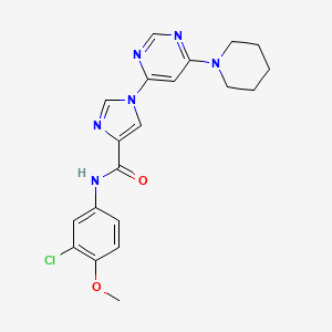 molecular formula C20H21ClN6O2 B2861298 N~4~-(3-氯-4-甲氧苯基)-1-(6-哌啶-4-嘧啶基)-1H-咪唑-4-甲酰胺 CAS No. 1251669-77-8