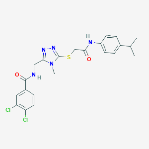 molecular formula C22H23Cl2N5O2S B286130 3,4-dichloro-N-({4-methyl-5-[(2-oxo-2-{[4-(propan-2-yl)phenyl]amino}ethyl)sulfanyl]-4H-1,2,4-triazol-3-yl}methyl)benzamide 