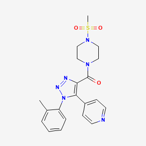 molecular formula C20H22N6O3S B2861304 (4-(methylsulfonyl)piperazin-1-yl)(5-(pyridin-4-yl)-1-(o-tolyl)-1H-1,2,3-triazol-4-yl)methanone CAS No. 1396864-03-1
