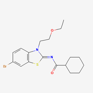 molecular formula C18H23BrN2O2S B2861305 (Z)-N-(6-bromo-3-(2-ethoxyethyl)benzo[d]thiazol-2(3H)-ylidene)cyclohexanecarboxamide CAS No. 865162-74-9