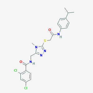 molecular formula C22H23Cl2N5O2S B286131 2,4-dichloro-N-({4-methyl-5-[(2-oxo-2-{[4-(propan-2-yl)phenyl]amino}ethyl)sulfanyl]-4H-1,2,4-triazol-3-yl}methyl)benzamide 
