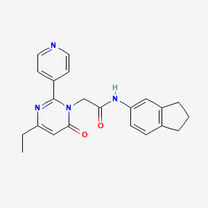 molecular formula C22H22N4O2 B2861329 N-(2,3-二氢-1H-茚-5-基)-2-(4-乙基-6-氧代-2-(吡啶-4-基)嘧啶-1(6H)-基)乙酰胺 CAS No. 1421499-77-5
