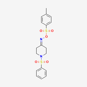 molecular formula C18H20N2O5S2 B2861335 4-({[(4-Methylphenyl)sulfonyl]oxy}imino)-1-(phenylsulfonyl)piperidine CAS No. 477847-36-2