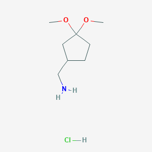 molecular formula C8H18ClNO2 B2861343 (3,3-二甲氧基环戊基)甲胺；盐酸盐 CAS No. 2253640-95-6