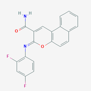 molecular formula C20H12F2N2O2 B2861345 3-(2,4-二氟苯基)亚氨基苯并[f]色满-2-甲酰胺 CAS No. 312589-99-4