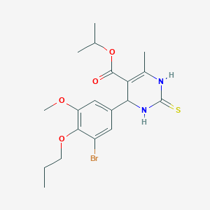 molecular formula C19H25BrN2O4S B286138 Propan-2-yl 6-(3-bromo-5-methoxy-4-propoxyphenyl)-4-methyl-2-sulfanyl-1,6-dihydropyrimidine-5-carboxylate 