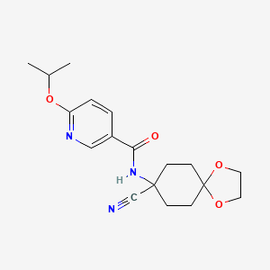 molecular formula C18H23N3O4 B2861384 N-(8-Cyano-1,4-dioxaspiro[4.5]decan-8-yl)-6-propan-2-yloxypyridine-3-carboxamide CAS No. 1385445-78-2