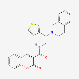 molecular formula C25H22N2O3S B2861386 N-(2-(3,4-dihydroisoquinolin-2(1H)-yl)-2-(thiophen-3-yl)ethyl)-2-oxo-2H-chromene-3-carboxamide CAS No. 955231-32-0