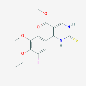 molecular formula C17H21IN2O4S B286139 Methyl 6-(3-iodo-5-methoxy-4-propoxyphenyl)-4-methyl-2-sulfanyl-1,6-dihydropyrimidine-5-carboxylate 