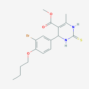 molecular formula C17H21BrN2O3S B286140 Methyl 6-(3-bromo-4-butoxyphenyl)-4-methyl-2-sulfanyl-1,6-dihydropyrimidine-5-carboxylate 