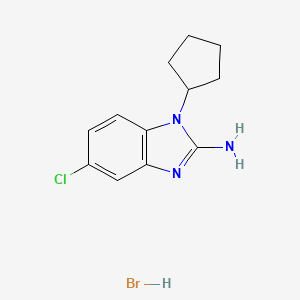 molecular formula C12H15BrClN3 B2861402 5-氯-1-环戊基-1H-苯并[d]咪唑-2-胺氢溴酸盐 CAS No. 2411639-18-2
