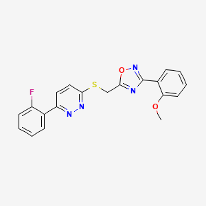 molecular formula C20H15FN4O2S B2861412 3-(2-氟苯基)-6-({[3-(2-甲氧基苯基)-1,2,4-恶二唑-5-基]甲基}硫代)吡啶嗪 CAS No. 1111000-22-6