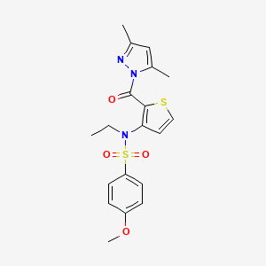 B2861413 N-{2-[(3,5-dimethyl-1H-pyrazol-1-yl)carbonyl]-3-thienyl}-N-ethyl-4-methoxybenzenesulfonamide CAS No. 1707586-32-0