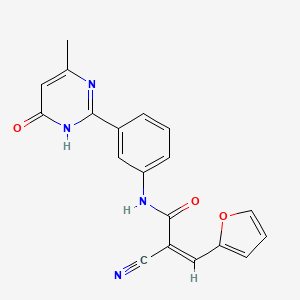 molecular formula C19H14N4O3 B2861414 2-氰基-3-(呋喃-2-基)-N-[3-(4-甲基-6-氧代-1,6-二氢嘧啶-2-基)苯基]丙-2-烯酰胺 CAS No. 1798282-02-6