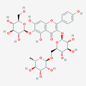 B2861417 4H-1-Benzopyran-4-one, 3-[[6-O-(6-deoxy-alpha-L-mannopyranosyl)-beta-D-glucopyranosyl]oxy]-6-(beta-D-glucopyranosyloxy)-5,7-dihydroxy-2-(4-hydroxyphenyl)- CAS No. 145134-63-0