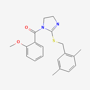B2861421 (2-((2,5-dimethylbenzyl)thio)-4,5-dihydro-1H-imidazol-1-yl)(2-methoxyphenyl)methanone CAS No. 851804-32-5