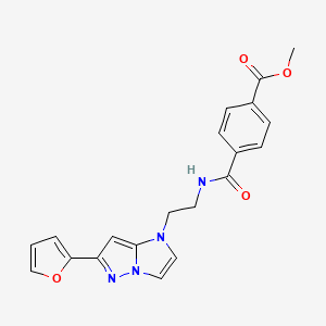 B2861423 methyl 4-((2-(6-(furan-2-yl)-1H-imidazo[1,2-b]pyrazol-1-yl)ethyl)carbamoyl)benzoate CAS No. 1795298-26-8