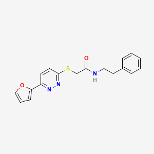 B2861429 2-((6-(furan-2-yl)pyridazin-3-yl)thio)-N-phenethylacetamide CAS No. 872704-01-3