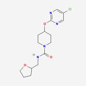 B2861432 4-(5-Chloropyrimidin-2-yl)oxy-N-(oxolan-2-ylmethyl)piperidine-1-carboxamide CAS No. 2415584-48-2