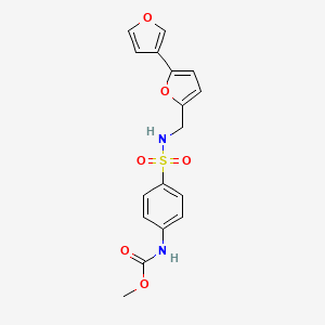 molecular formula C17H16N2O6S B2861439 对甲酯基 (4-(N-([2,3'-联呋]-5-基甲基)磺酰基)苯基)氨甲酸酯 CAS No. 2034342-55-5