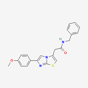 molecular formula C21H19N3O2S B2861448 N-苄基-2-(6-(4-甲氧基苯基)咪唑并[2,1-b]噻唑-3-基)乙酰胺 CAS No. 897460-70-7