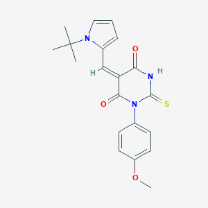 molecular formula C20H21N3O3S B286147 5-[(1-tert-butyl-1H-pyrrol-2-yl)methylene]-1-(4-methoxyphenyl)-2-thioxodihydropyrimidine-4,6(1H,5H)-dione 