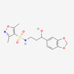 B2861496 N-(3-(benzo[d][1,3]dioxol-5-yl)-3-hydroxypropyl)-3,5-dimethylisoxazole-4-sulfonamide CAS No. 1421443-06-2