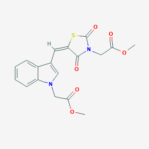 molecular formula C18H16N2O6S B286150 methyl (3-{(E)-[3-(2-methoxy-2-oxoethyl)-2,4-dioxo-1,3-thiazolidin-5-ylidene]methyl}-1H-indol-1-yl)acetate 
