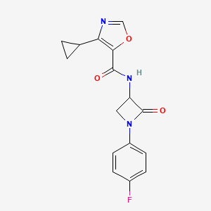 4-Cyclopropyl-N-[1-(4-fluorophenyl)-2-oxoazetidin-3-yl]-1,3-oxazole-5-carboxamide