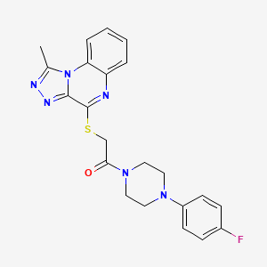 molecular formula C22H21FN6OS B2861538 4-({2-[4-(4-Fluorophenyl)piperazin-1-yl]-2-oxoethyl}thio)-1-methyl[1,2,4]triazolo[4,3-a]quinoxaline CAS No. 1358919-73-9