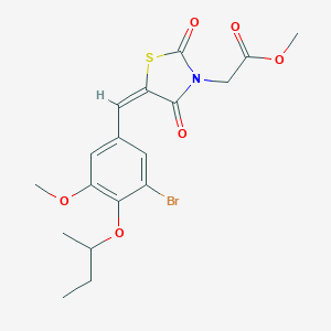 molecular formula C18H20BrNO6S B286154 methyl {(5E)-5-[3-bromo-4-(butan-2-yloxy)-5-methoxybenzylidene]-2,4-dioxo-1,3-thiazolidin-3-yl}acetate 