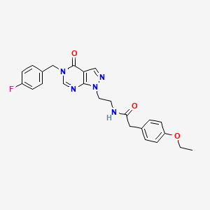 molecular formula C24H24FN5O3 B2861545 2-(4-乙氧苯基)-N-(2-(5-(4-氟苄基)-4-氧代-4,5-二氢-1H-吡唑并[3,4-d]嘧啶-1-基)乙基)乙酰胺 CAS No. 922059-95-8