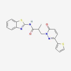 molecular formula C19H16N4O2S2 B2861550 N-(benzo[d]thiazol-2-yl)-2-methyl-3-(6-oxo-3-(thiophen-2-yl)pyridazin-1(6H)-yl)propanamide CAS No. 1286732-18-0