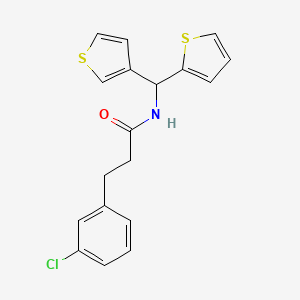 molecular formula C18H16ClNOS2 B2861551 3-(3-chlorophenyl)-N-(thiophen-2-yl(thiophen-3-yl)methyl)propanamide CAS No. 2034514-69-5