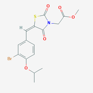 molecular formula C16H16BrNO5S B286156 methyl {(5E)-5-[3-bromo-4-(propan-2-yloxy)benzylidene]-2,4-dioxo-1,3-thiazolidin-3-yl}acetate 