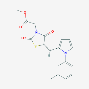molecular formula C18H16N2O4S B286157 methyl [(5E)-5-{[1-(3-methylphenyl)-1H-pyrrol-2-yl]methylidene}-2,4-dioxo-1,3-thiazolidin-3-yl]acetate 
