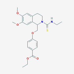 molecular formula C24H30N2O5S B2861571 Ethyl 4-((2-(ethylcarbamothioyl)-6,7-dimethoxy-1,2,3,4-tetrahydroisoquinolin-1-yl)methoxy)benzoate CAS No. 536700-94-4