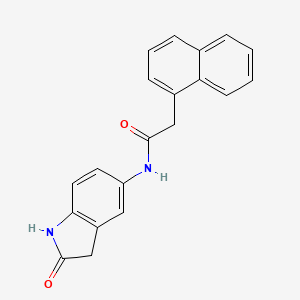molecular formula C20H16N2O2 B2861576 2-(naphthalen-1-yl)-N-(2-oxoindolin-5-yl)acetamide CAS No. 921814-50-8