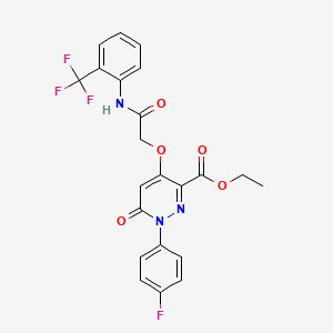 Ethyl 1-(4-fluorophenyl)-6-oxo-4-(2-oxo-2-((2-(trifluoromethyl)phenyl)amino)ethoxy)-1,6-dihydropyridazine-3-carboxylate