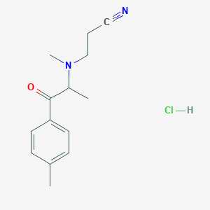 molecular formula C14H19ClN2O B2861606 3-{甲基[1-(4-甲基苯基)-1-氧代丙-2-基]氨基}丙腈盐酸盐 CAS No. 2225144-63-6