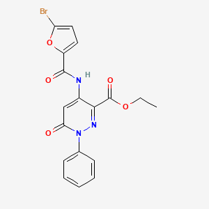molecular formula C18H14BrN3O5 B2861616 Ethyl 4-(5-bromofuran-2-carboxamido)-6-oxo-1-phenyl-1,6-dihydropyridazine-3-carboxylate CAS No. 942009-82-7