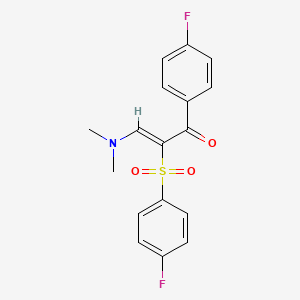 molecular formula C17H15F2NO3S B2861622 3-(Dimethylamino)-1-(4-fluorophenyl)-2-[(4-fluorophenyl)sulfonyl]-2-propen-1-one CAS No. 344266-90-6