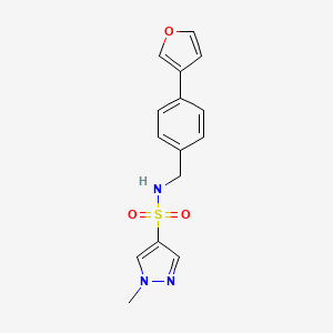 molecular formula C15H15N3O3S B2861627 N-(4-(furan-3-yl)benzyl)-1-methyl-1H-pyrazole-4-sulfonamide CAS No. 2034603-10-4