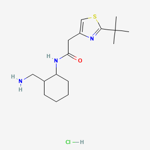 molecular formula C16H28ClN3OS B2861630 N-[2-(Aminomethyl)cyclohexyl]-2-(2-tert-butyl-1,3-thiazol-4-yl)acetamide;hydrochloride CAS No. 2490432-63-6