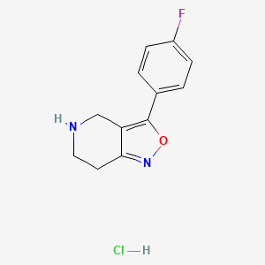 molecular formula C12H12ClFN2O B2861631 3-(4-氟苯基)-4H,5H,6H,7H-[1,2]噁唑并[4,3-c]吡啶盐酸盐 CAS No. 1365964-47-1